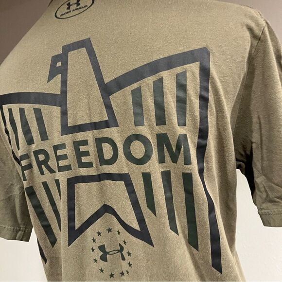 Under armor man freedom military olive green color short sleeve tshirt - Picture 3 of 10